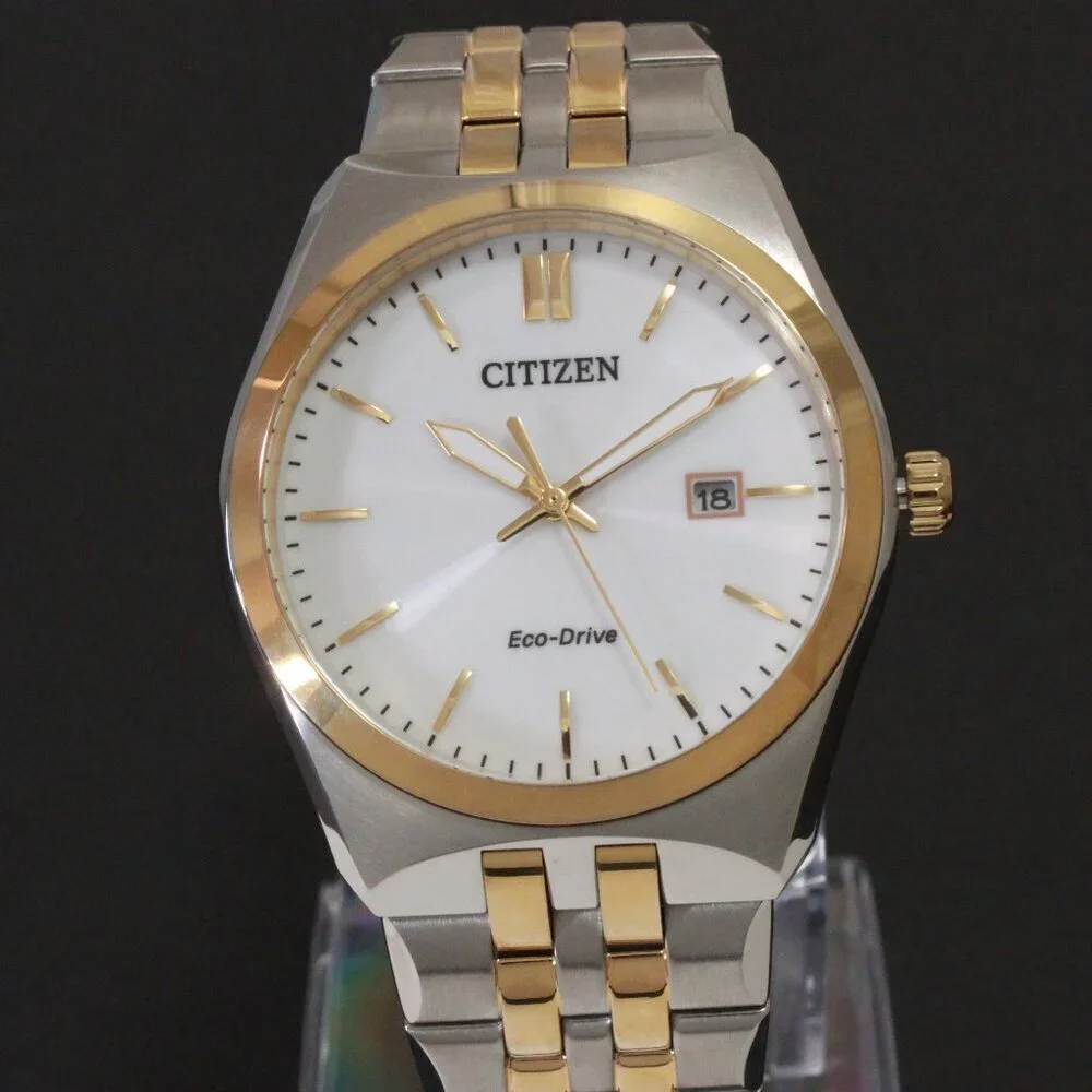 Citizen Men's Eco Drive Corso Integrated Bracelet Two Tone White Dial 40mm